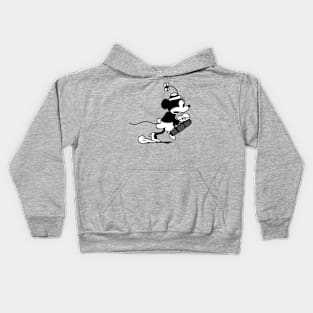 Running Cartoon Girl Mouse in Steamboat Willie Kids Hoodie